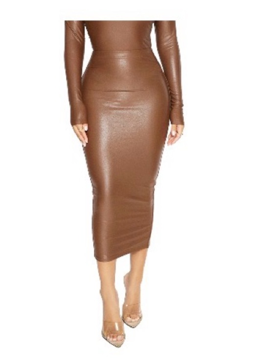 naked wardrobe Dresses & Skirts - naked wardrobe Brown Midi Pencil Skirt XS